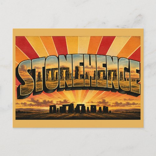 Stonehenge England Vintage Travel Art Postcard