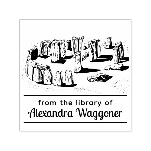 Stonehenge âœFrom the library ofâ Book Name  Self_inking Stamp