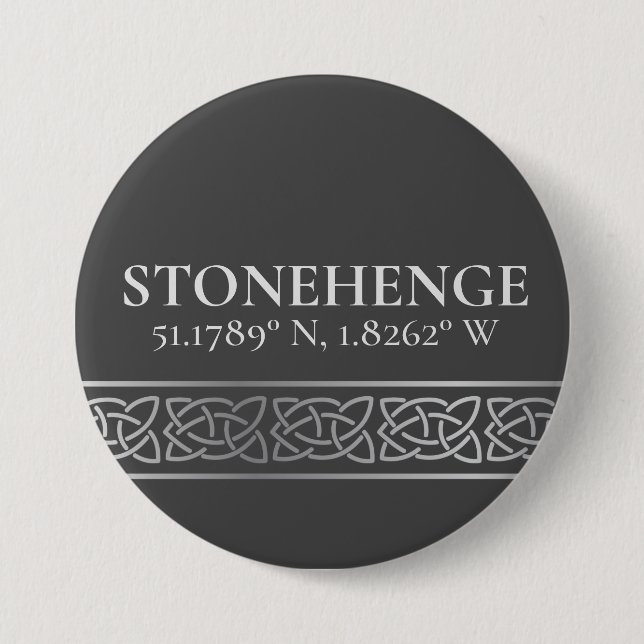 Stonehenge Latitude  Longitude Dark   Button (Front)