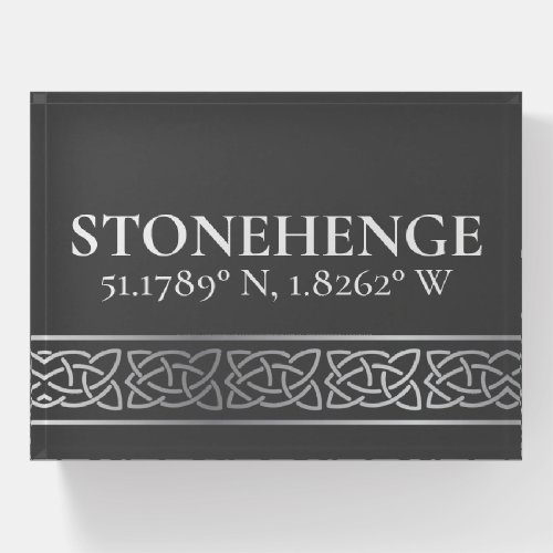 Stonehenge Latitude  Longitude Dark  Paperweight