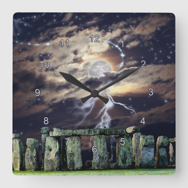 Stonehenge Mystical Druid Art History Clock (Front)