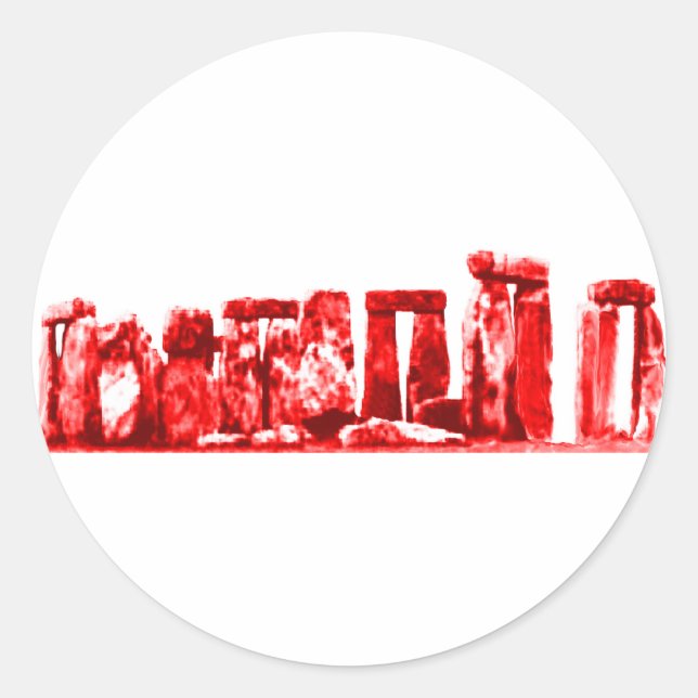 Stonehenge Red The MUSEUM Zazzle Gifts Classic Round Sticker (Front)