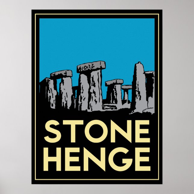 stonehenge stone henge art deco retro poster (Front)