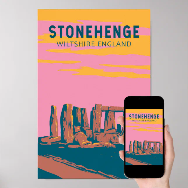 Stonehenge Travel Art Retro Illustration Poster | Zazzle