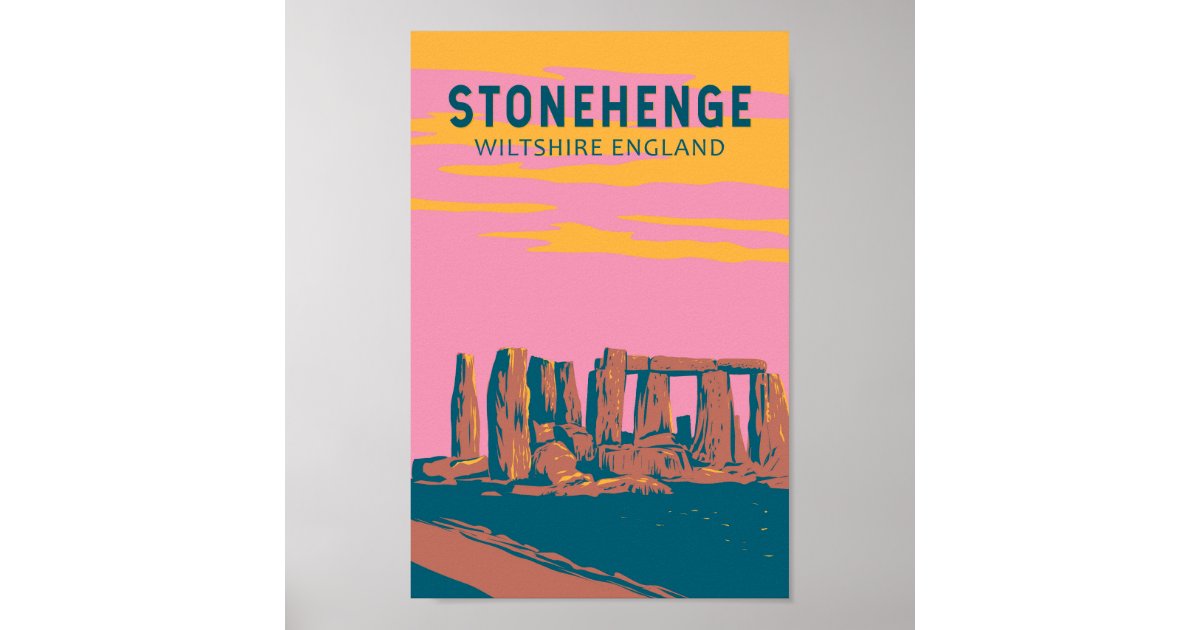 Stonehenge Travel Art Retro Illustration Poster | Zazzle