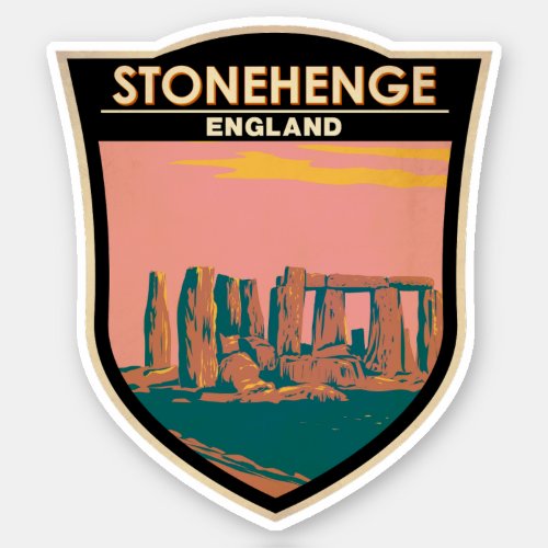 Stonehenge Travel Art Retro Illustration Sticker