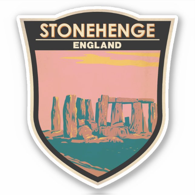 Stonehenge Travel Art Retro Illustration Sticker (Front)