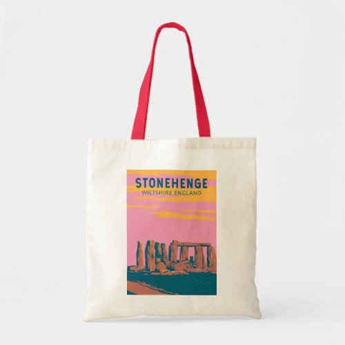 Stonehenge Travel Art Retro Illustration Tote Bag
