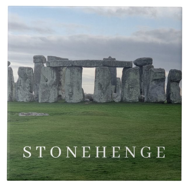 Stonehenge view souvenir ceramic tile (Front)