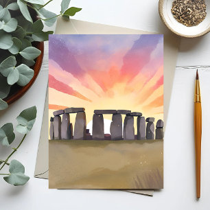 Stonehenge Wiltshire England Historic Watercolor Postcard