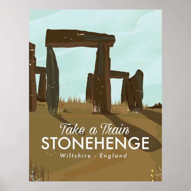 Stonehenge Wiltshire Train travel poster (Front)