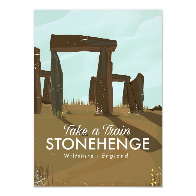 Stonehenge Wiltshire Train travel poster (Front)