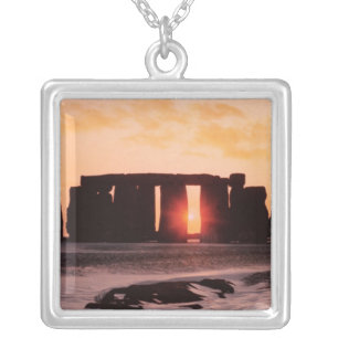 Stonehenge, Winter Solstice Silver Plated Necklace