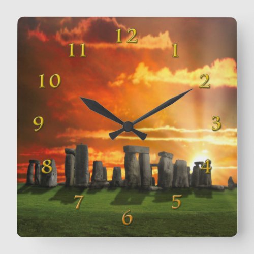 STONEHENGE WINTER SOLSTICE SQUARE WALL CLOCK