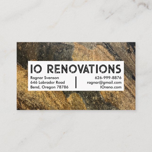Stonemason Contractor Handyman Cool Rustic Texture Business Card (Front)