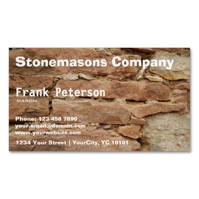 stonemason magnetic business card (Front)