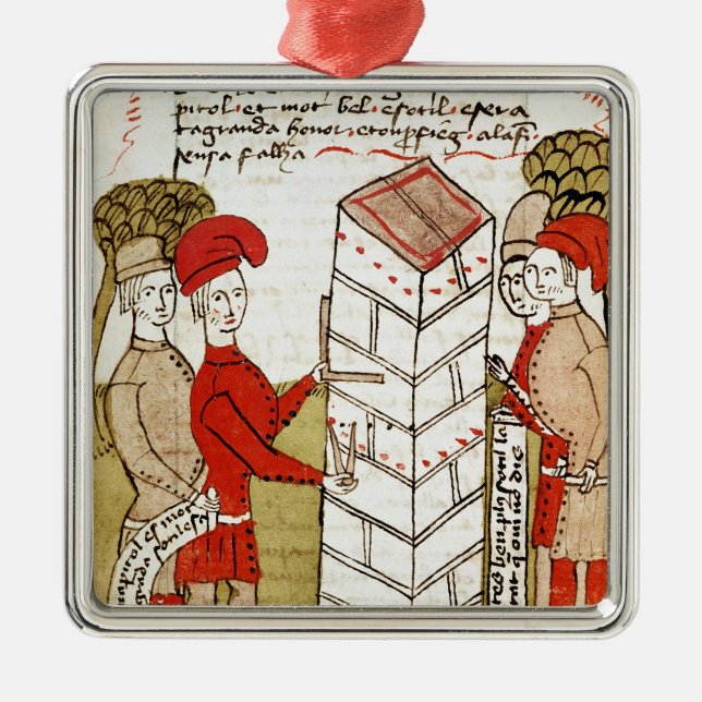 Stonemasons, from 'Traite d'Arpentage' Metal Ornament (Front)