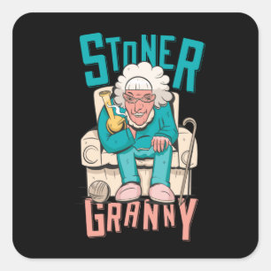 stoner granny square sticker