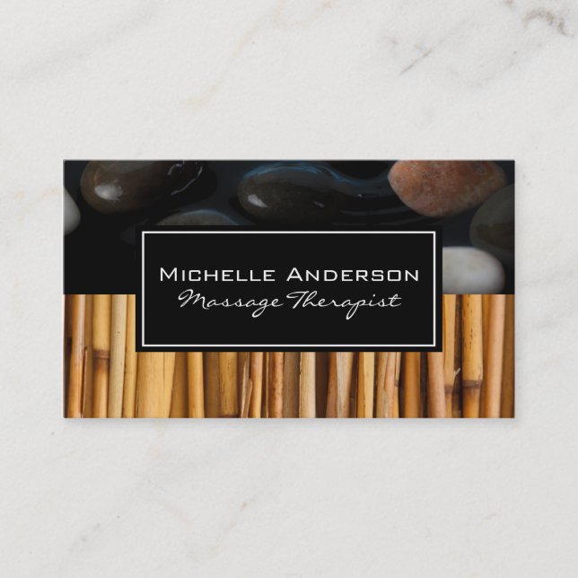 Stones Bamboo with Black Frame White Border Business Card (Front)