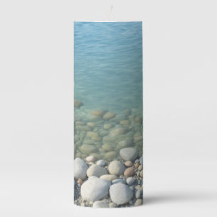 Stones Beach Beautiful Nature Sea Pebbles Shore Pillar Candle