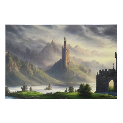 Stones Castles  Medieval Landscape Faux Canvas Print