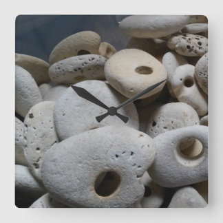 Stones with holes square modern clock