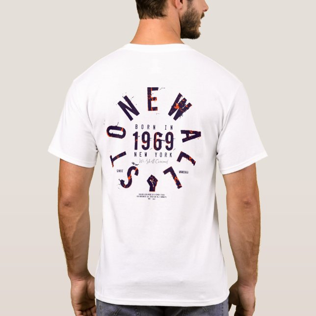Stonewall Volcano 1969, LGBTQ and gay ally pride T-Shirt (Back)