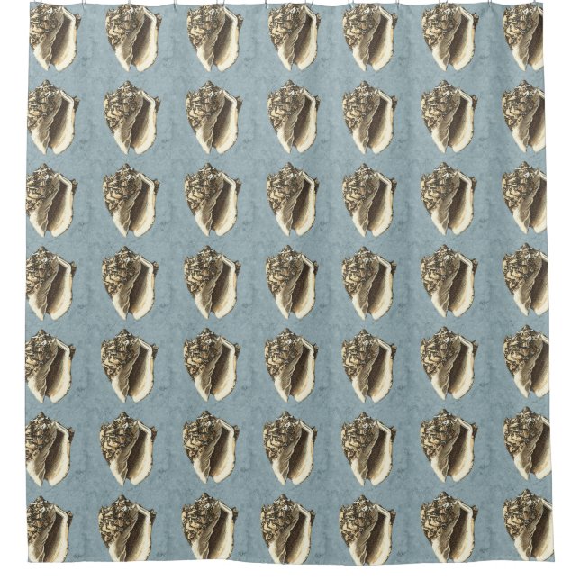 Stonewashed Conch Shell Shower Curtain (Front)