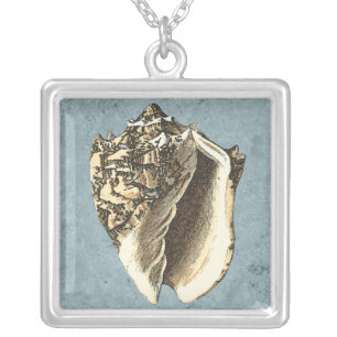 Stonewashed Conch Shell Silver Plated Necklace