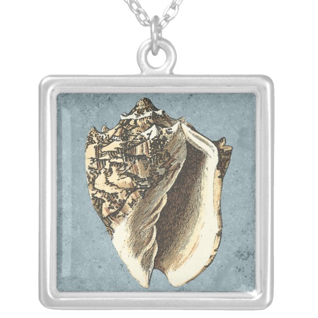Stonewashed Conch Shell Silver Plated Necklace (Front)