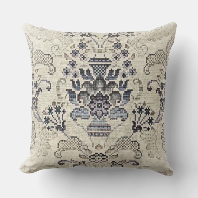 Stonewashed Floral Throw Pillow (Front)