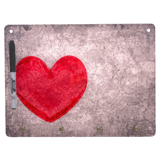 Stonewashed Heart Dry Erase Board With Keychain Holder (Front)