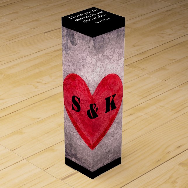 Stonewashed Heart Monogram Personalize Wine Box (Front)