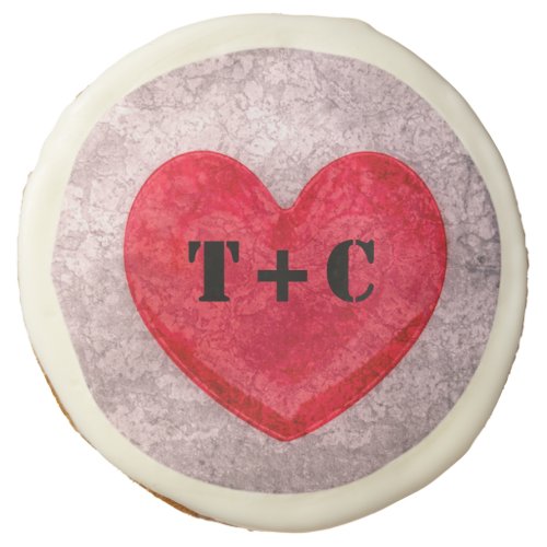 Stonewashed Heart Monogrammed Sugar Cookie