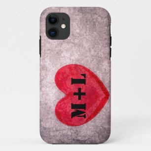 Stonewashed Heart - Personalize Monogram iPhone 11 Case