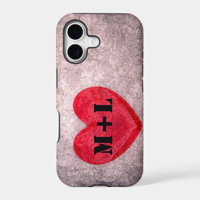 Stonewashed Heart - Personalize Monogram Iphone Case (Back)