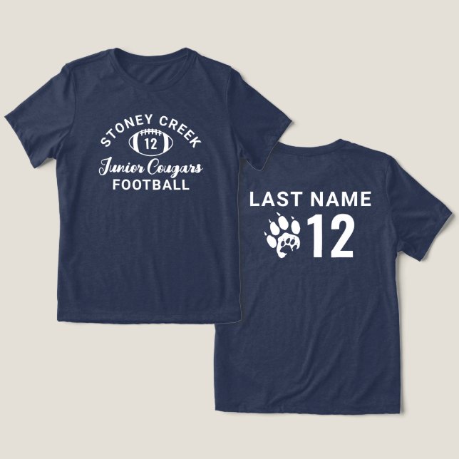 Stoney Creek Junior Cougars Football White Tri-Blend Shirt (Design Front & Back)