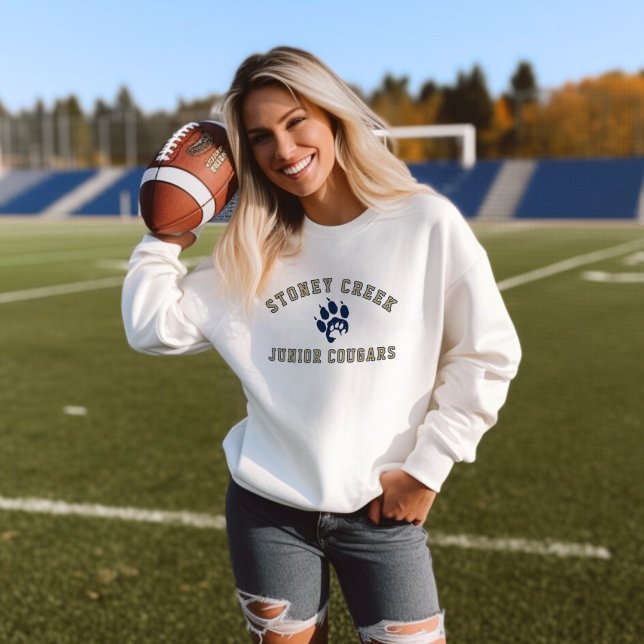 Stoney Creek Junior Cougars Paw White Cozy Sweatshirt (Creator Uploaded)