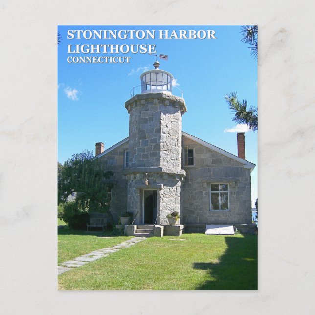Stonington Harbor Lighthouse, Connecticut Postcard (Front)