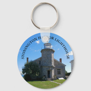 Stonington Harbor Lighthouse, CT Button Keychain