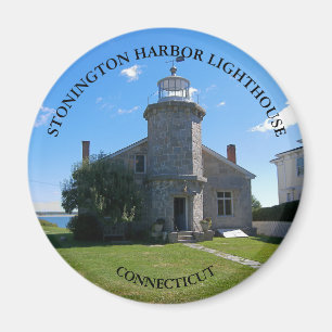 Stonington Harbor Lighthouse, CT Round Magnet