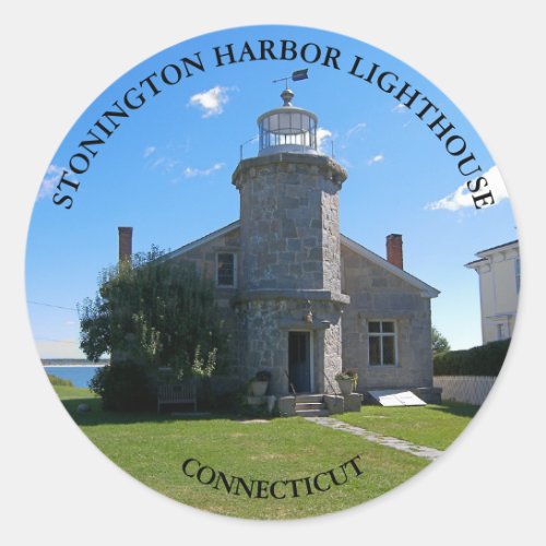 Stonington Harbor Lighthouse CT Round Stickers
