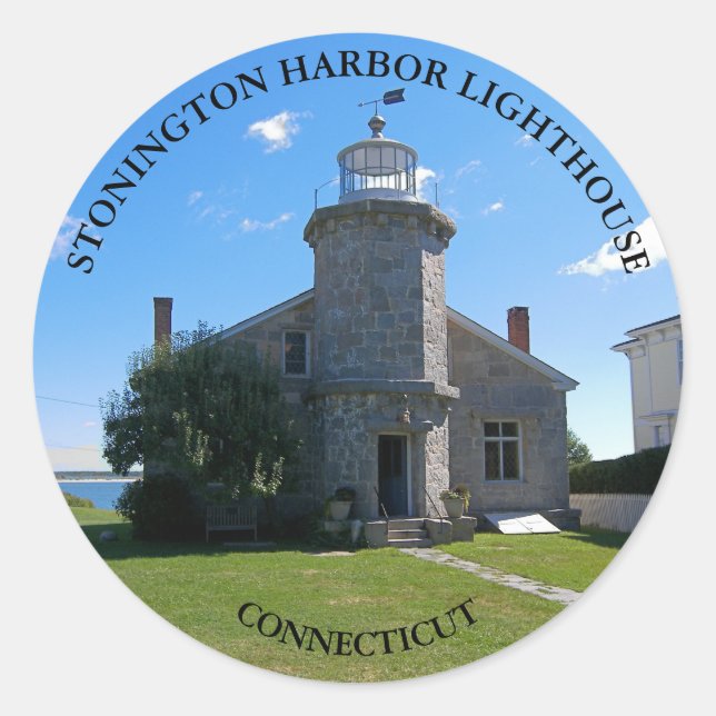 Stonington Harbor Lighthouse, CT Round Stickers (Front)