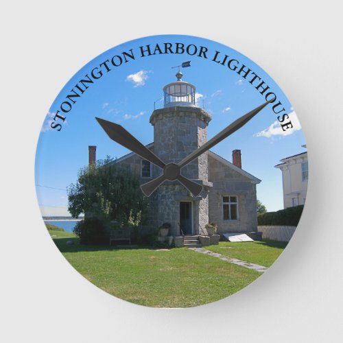 Stonington Harbor Lighthouse CT Round Wall Clock