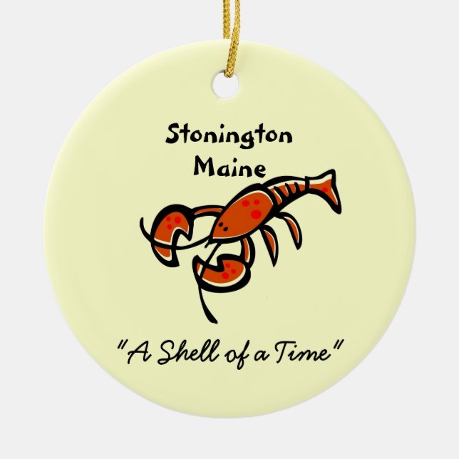 Stonington Maine Lobster Ceramic Ornament (Front)
