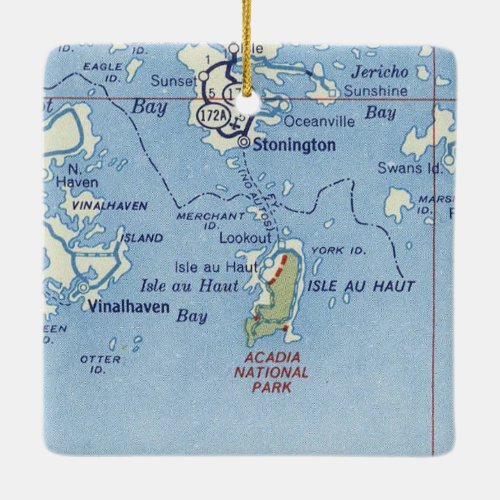 Stonington Maine Vintage Map Ceramic Ornament