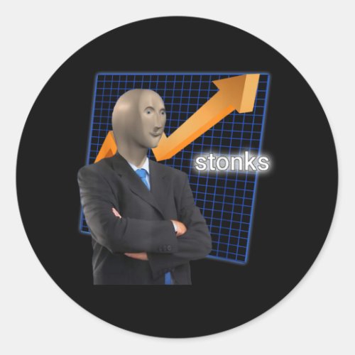Stonks Surreal Memes Funny Stock Classic Round Sticker