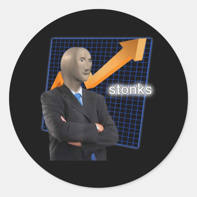 Stonks Surreal Memes Funny Stock Classic Round Sticker (Front)