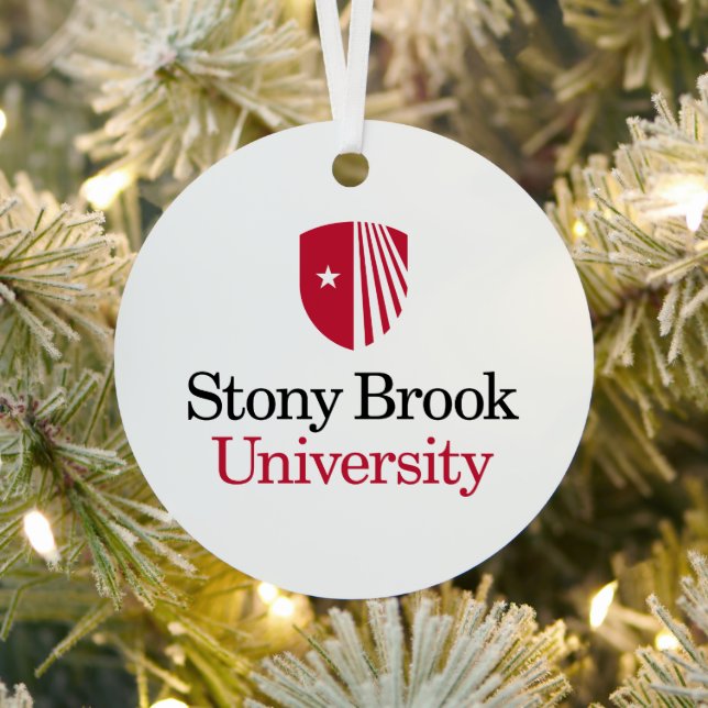 Stony Brook University | Wordmark Metal Ornament (Insitu)