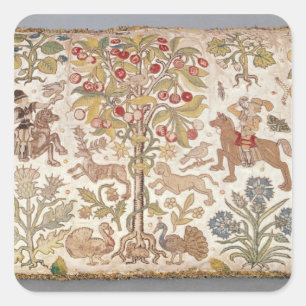 Stool cover, damask, late 16th century square sticker